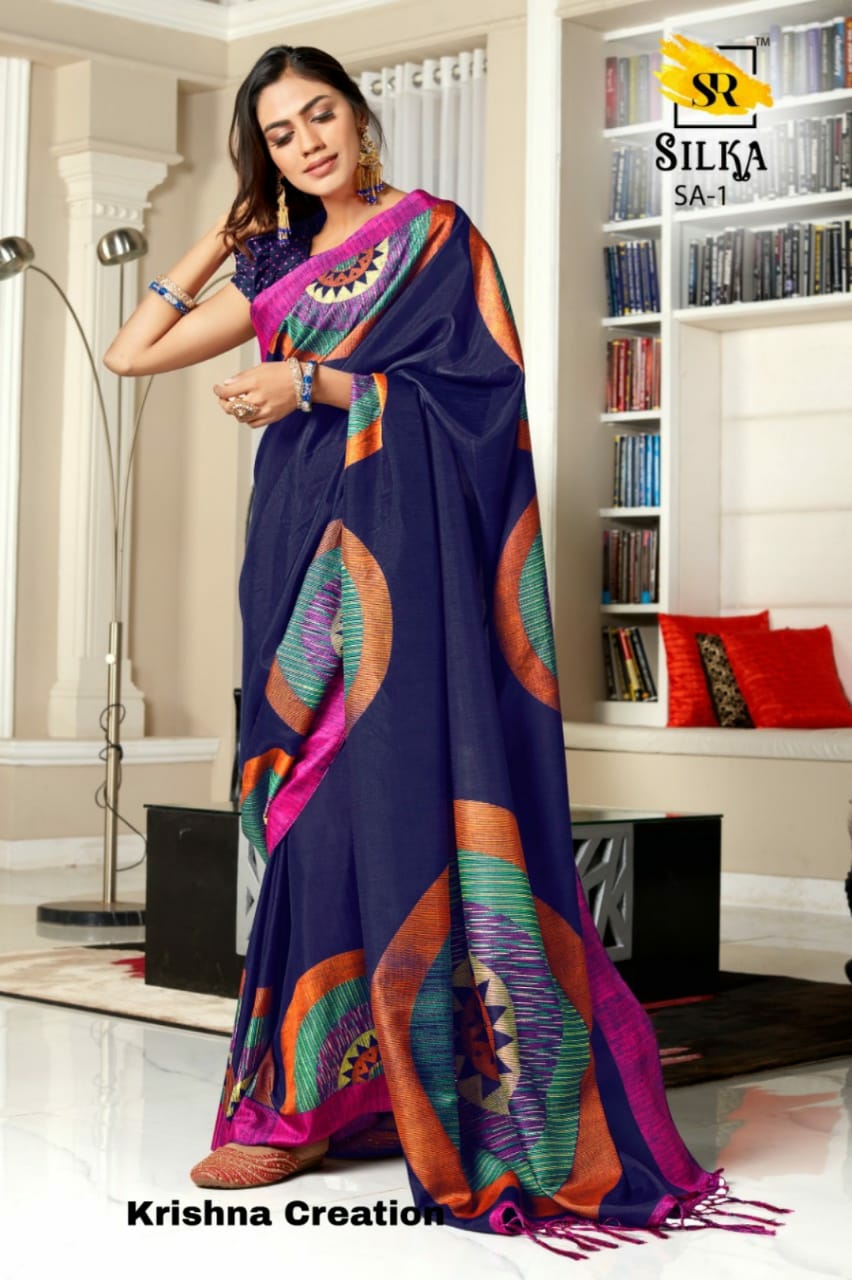 S.r Sarees Presents Silka Daily Wear Fancy Printed Silk Sarees Catalogue Wholesaler