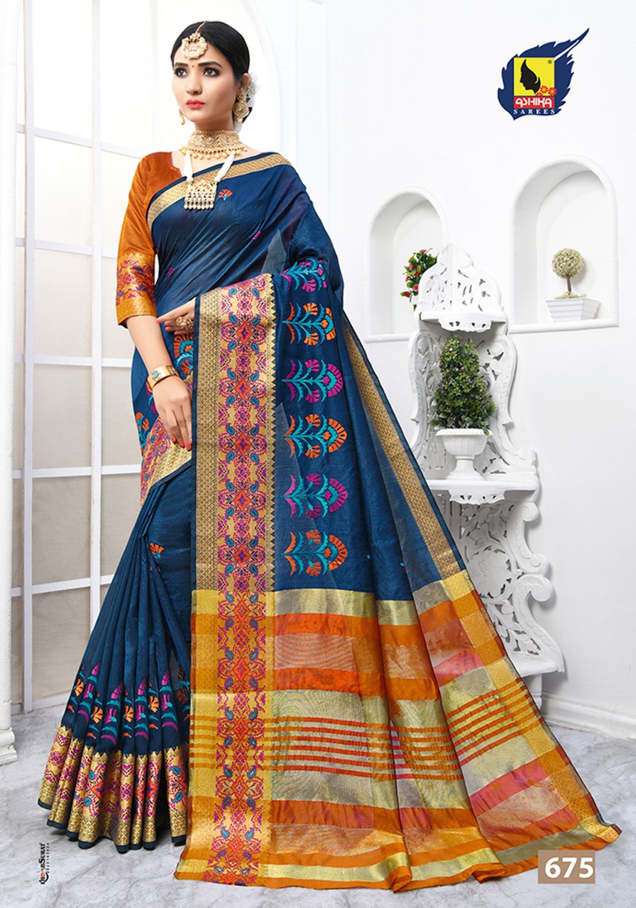 Ashika Sarees Presents Khoobsurat South Indian Cotton Silk Sarees Catalog Wholesaler