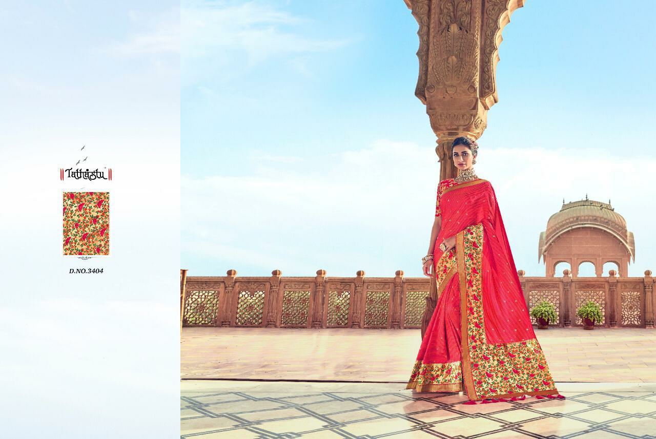 Tathastu Presents 3401 To 3409 Series Bridal Designer Marriage Wear Sarees Catalogue Wholesaler