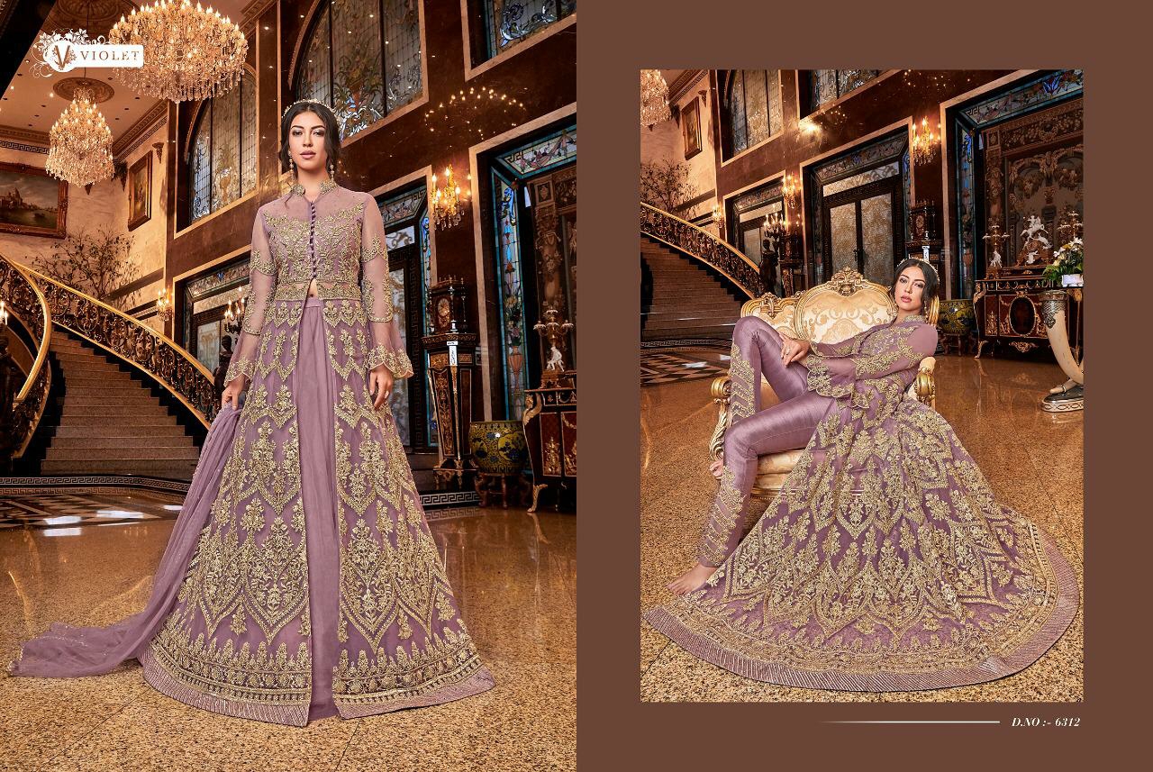 Swagat Presents Violet Snow-white 6301 To 6312 Heavy Bridal Designer Marriage Wear Gown Catalogue Wholesaler