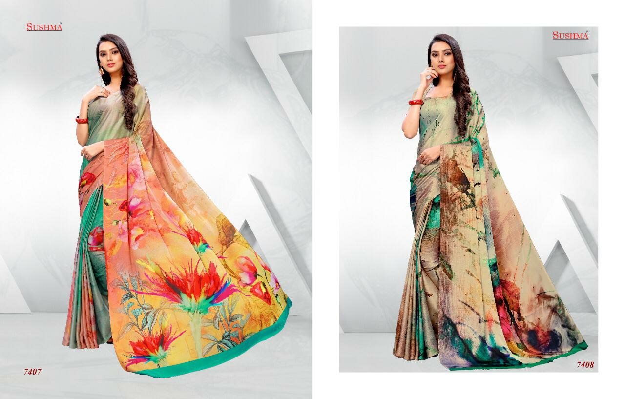 Sushma Sarees Presents Digital 11 Beautiful Designer Fancy Digital Printed Sarees Catalogue Wholesaler