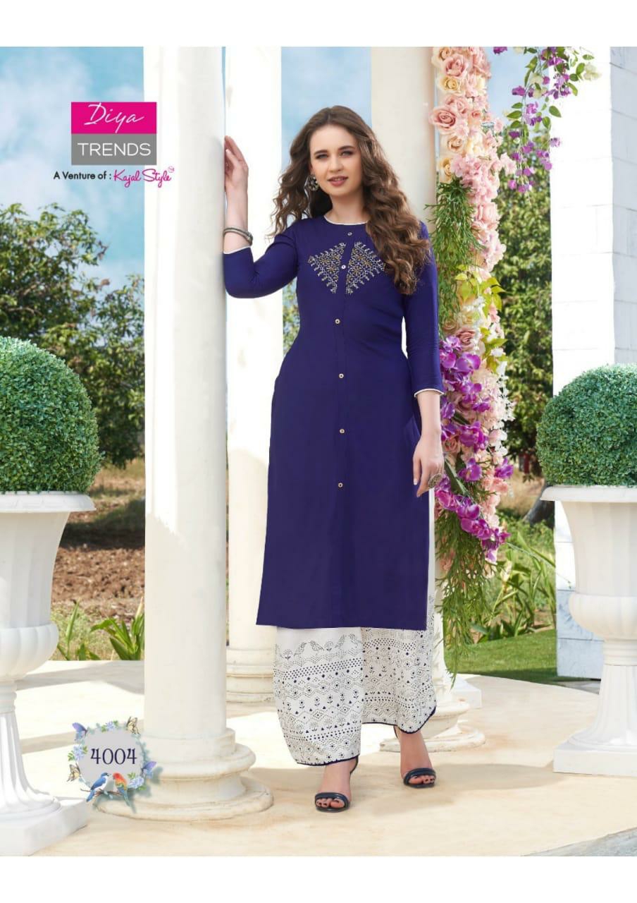 Diya Trends Presents Bibas Vol-4 Daily Kurtis With Plazzo Collection At Wholesale