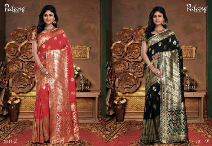 Patang Sarees Presents Beyond Beauty Meenakari Silk Rich Pallu Sarees Cataloge