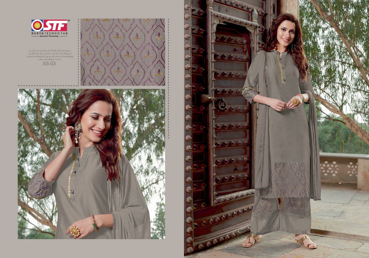 Stf Presents Silk Sansaar Pure Banarasi Silk Straight Salwar Suite With Ready Mate Plazzo Cataloge