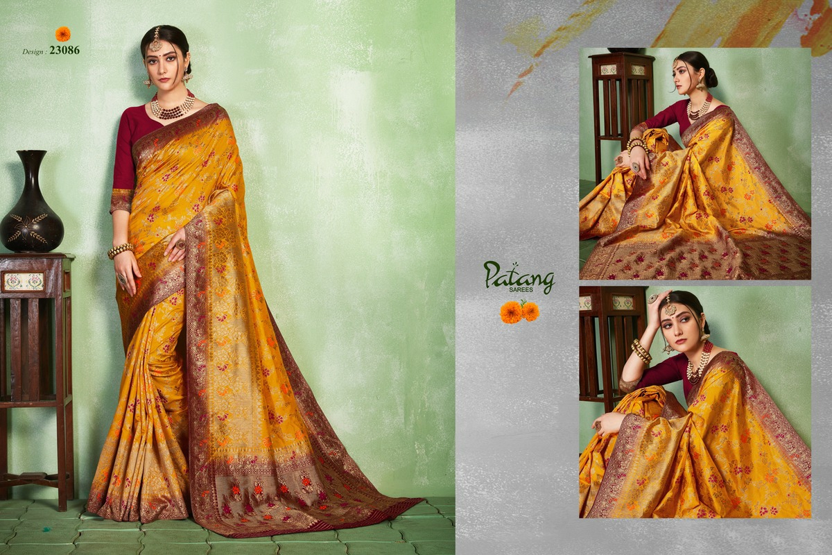 Patang Sarees Presents Silkoza Chanderi Silk Beautiful Designer Sarees Cataloge Wholesaler