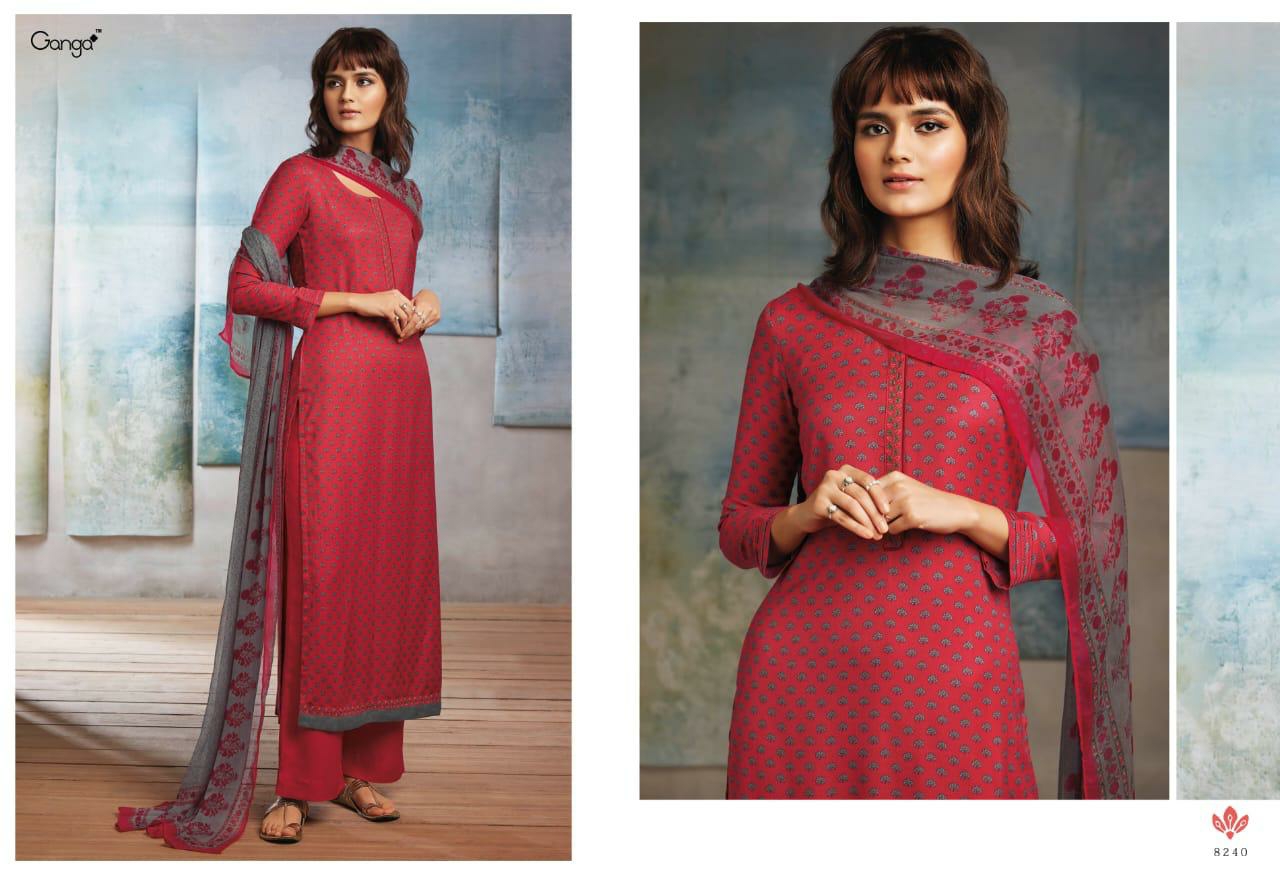 Ganga Suits Presents Isla Woolen Printed Embroidery Work Salwar Suite Cataloge Wholesaler