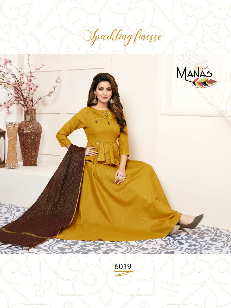 Manas Presents Kaira Vol-3 Beautiful Designer Gown Style Kurtis With Dupatta Collection At Wholesale