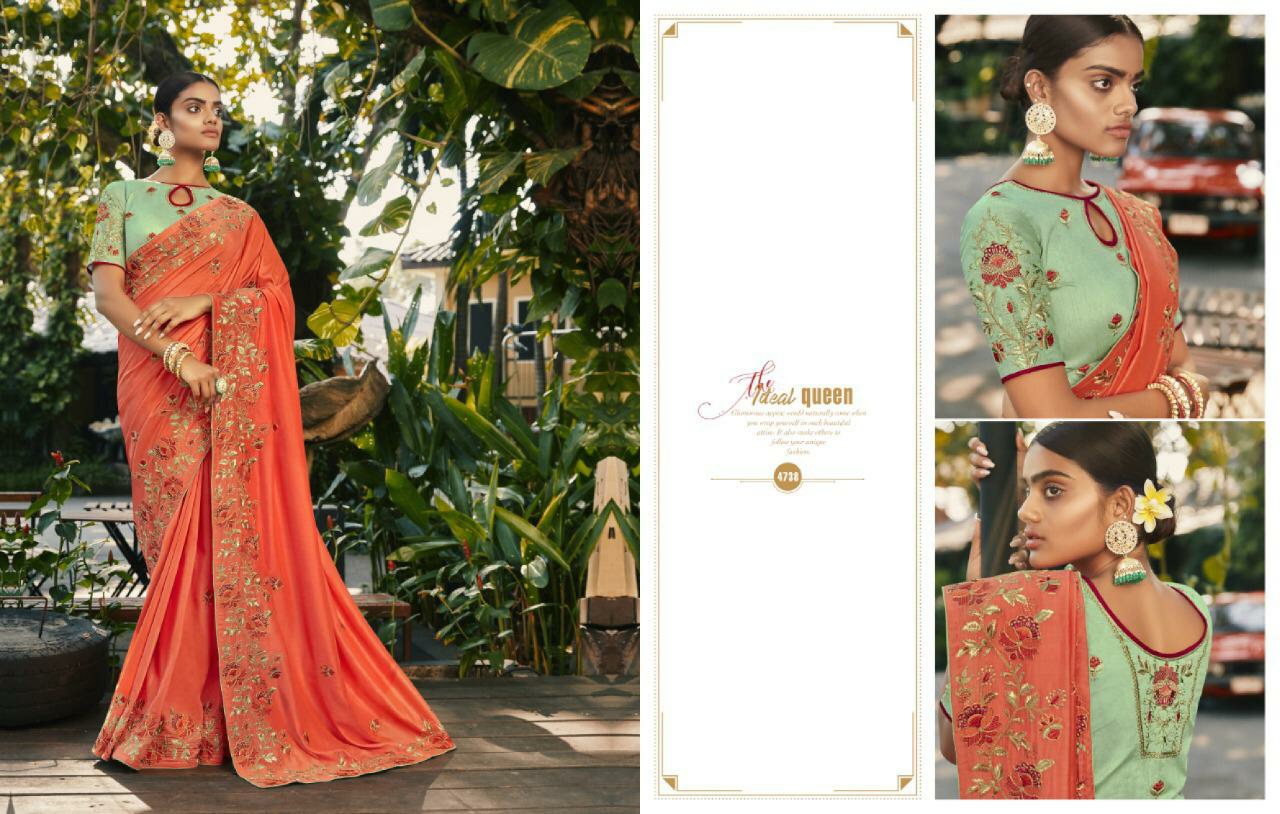 Kessi Sarees Presents Bahaar Silk Satin Georgette Beautiful Designer Sarees Cataloge Wholesaler