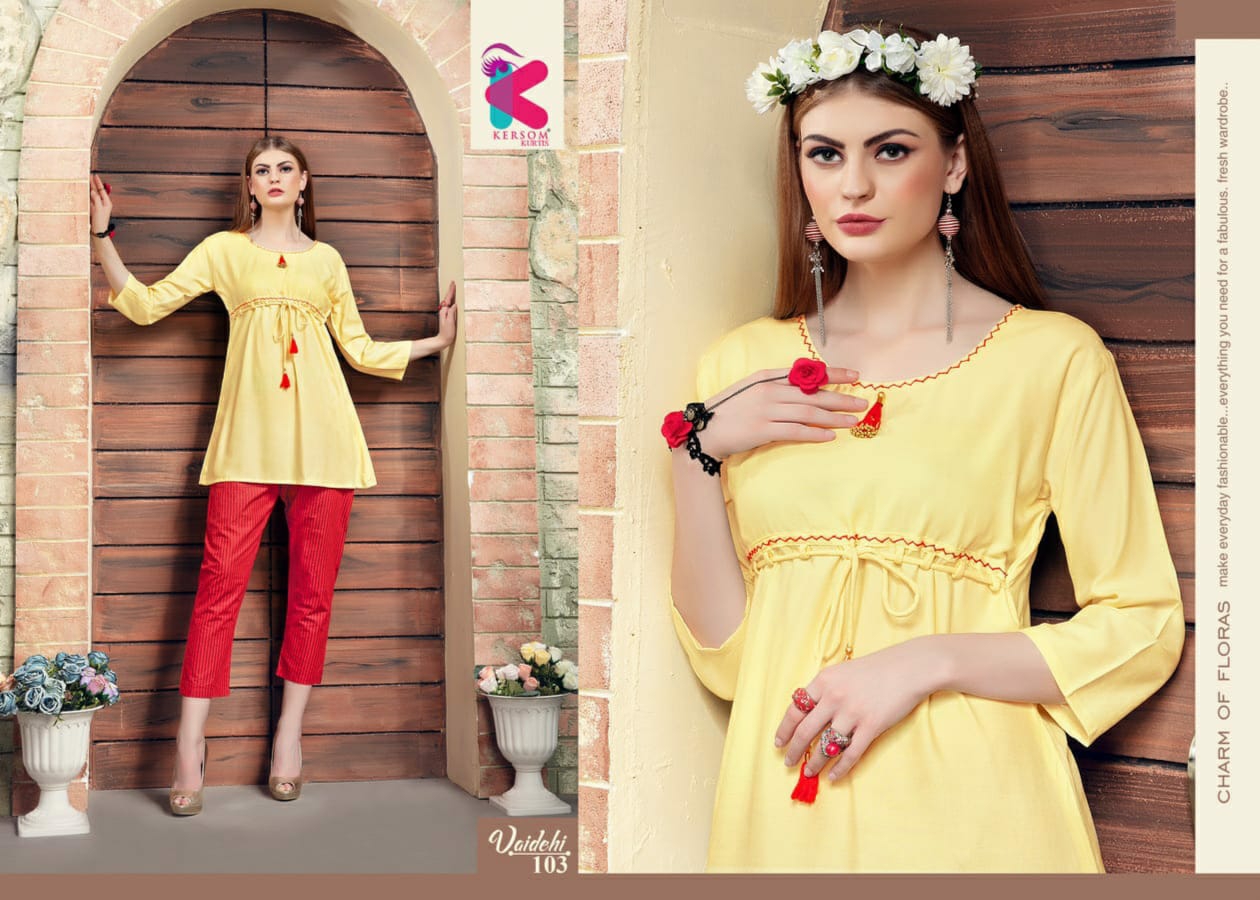 Kersom Presents Vaidehi Designer Top With Pant Collection At Wholesale Prices