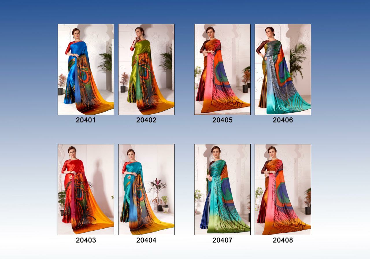 Mintorshi Presents Morpankh Satin Silk Peacock Digital Printed Sarees Catalogue Wholesaler