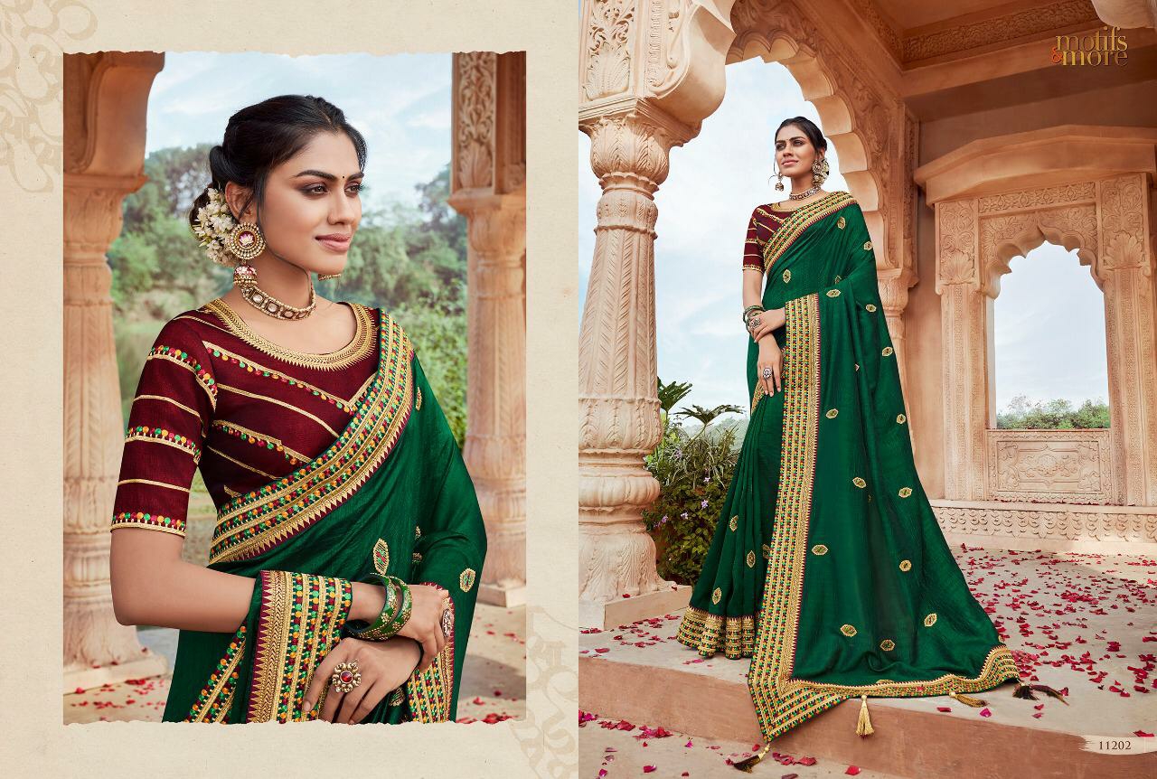 Motif And More Presents Vol-11 Series 11201 To 11216 Designer Party Wear Magnificent Sarees Collection At Wholesale