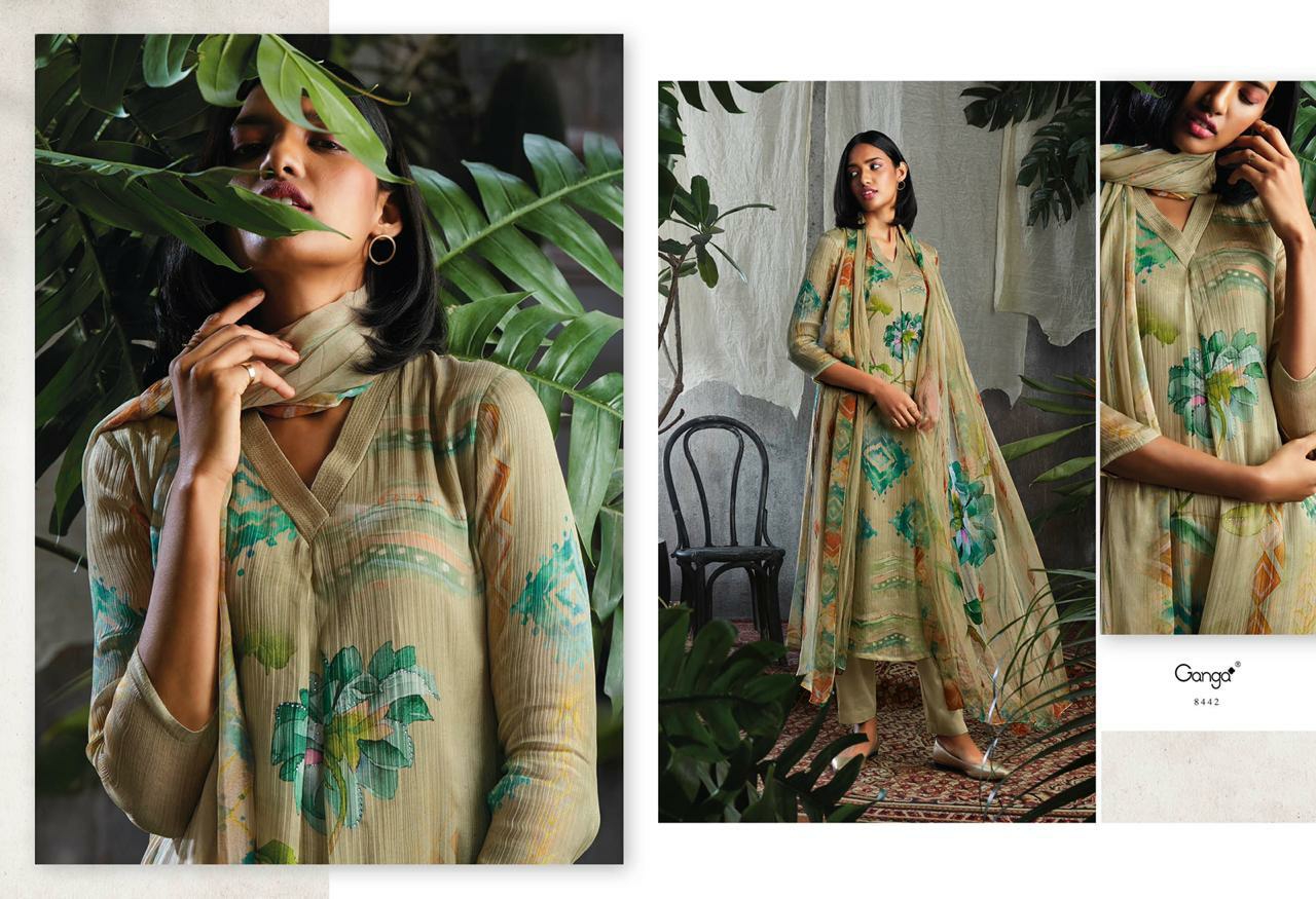 Ganga Suit Presents Solandis Pure Makhmali Chiffon Satin Digital Printed Plazzo Salwar Suite Cataloge