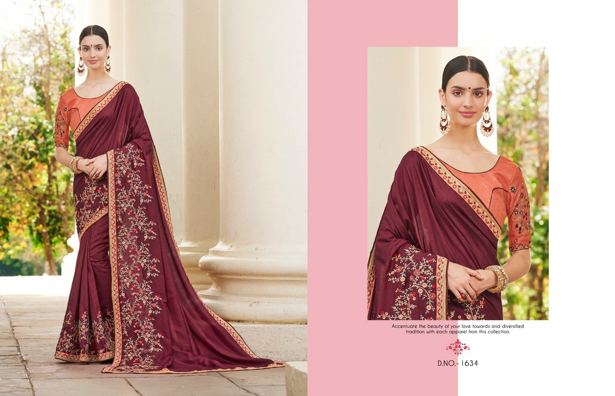Kessi Presents Nupur Vichitra Silk Embroidery Work Party Wear Sarees Cotaloge Wholesaler