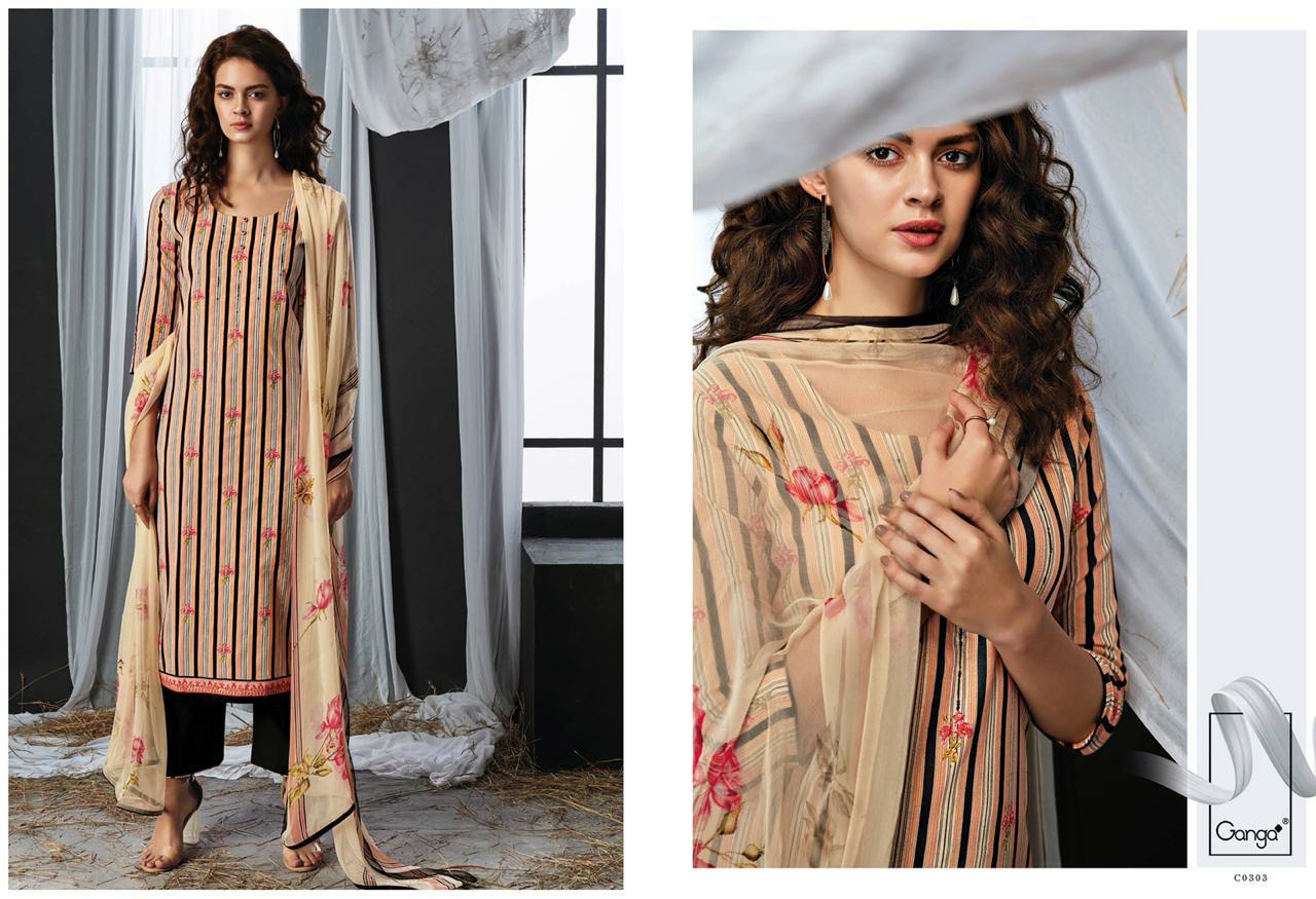 Ganga Suit Presents Amayah Cotton Printed Embroidery Work Salwar Suit