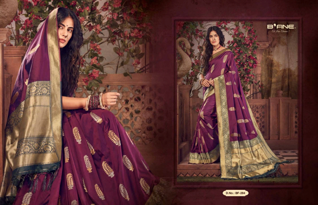 B'fine Presents Kimkhab Silk Traditional Wear Sarees Cataloge Wholesaler