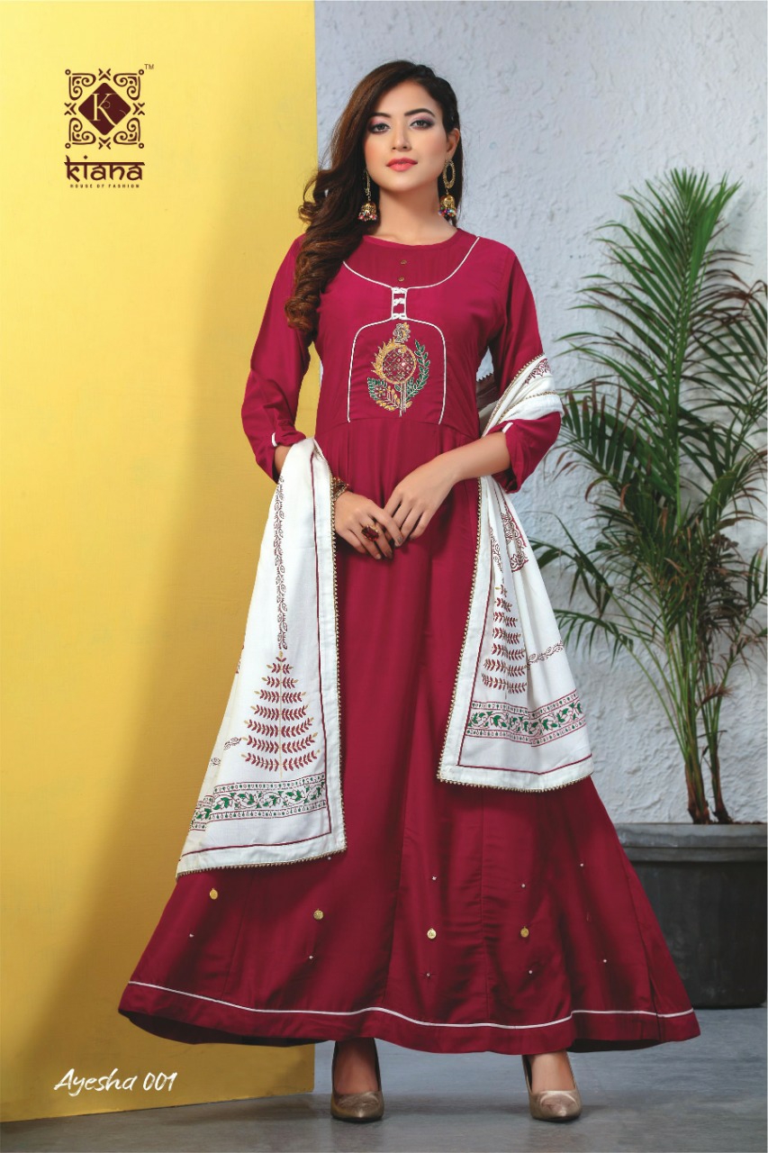 Kiana Kurtis Presents Ayesha Rayon Long Gown Style Kurtis Cataloge Collection