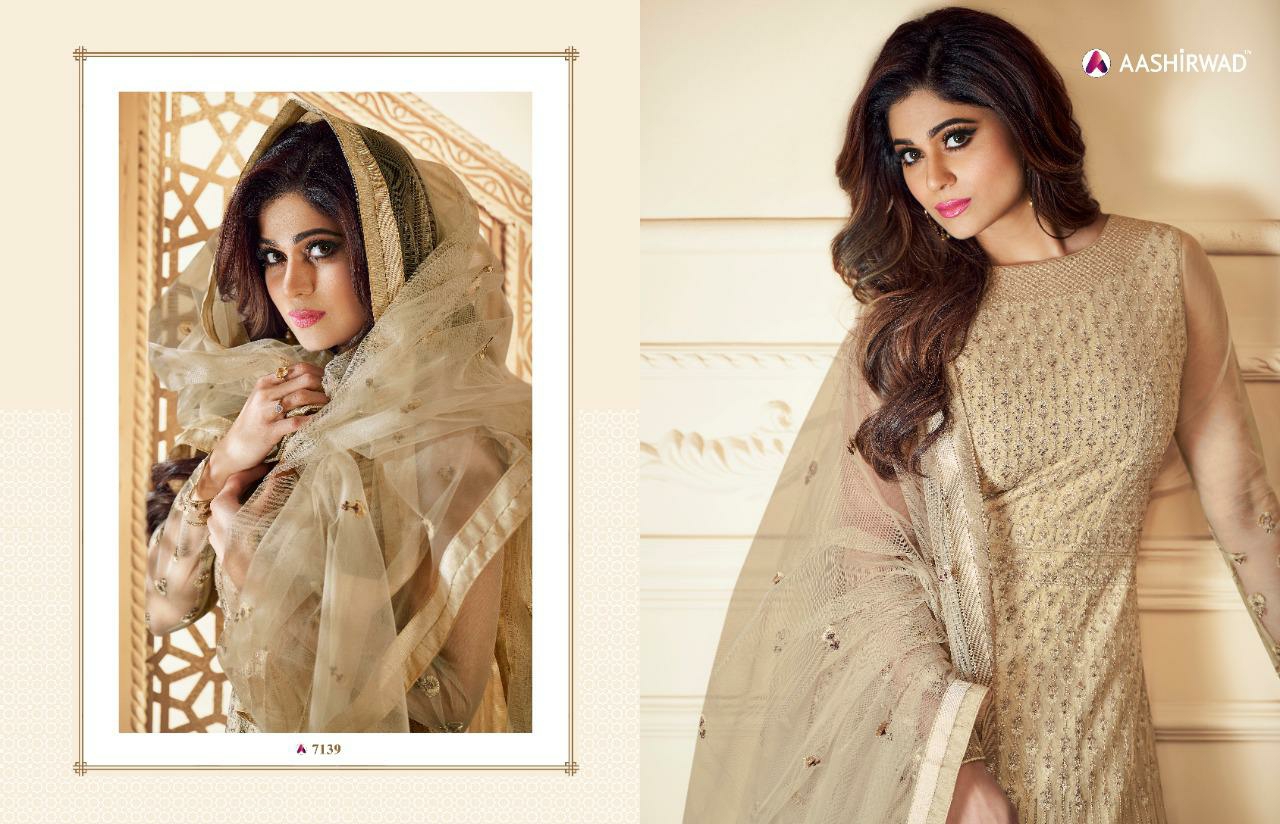 Aashirwad Presents Traditional Net Long Gown Style Party Wear Salwar Suit Cataloge Collection