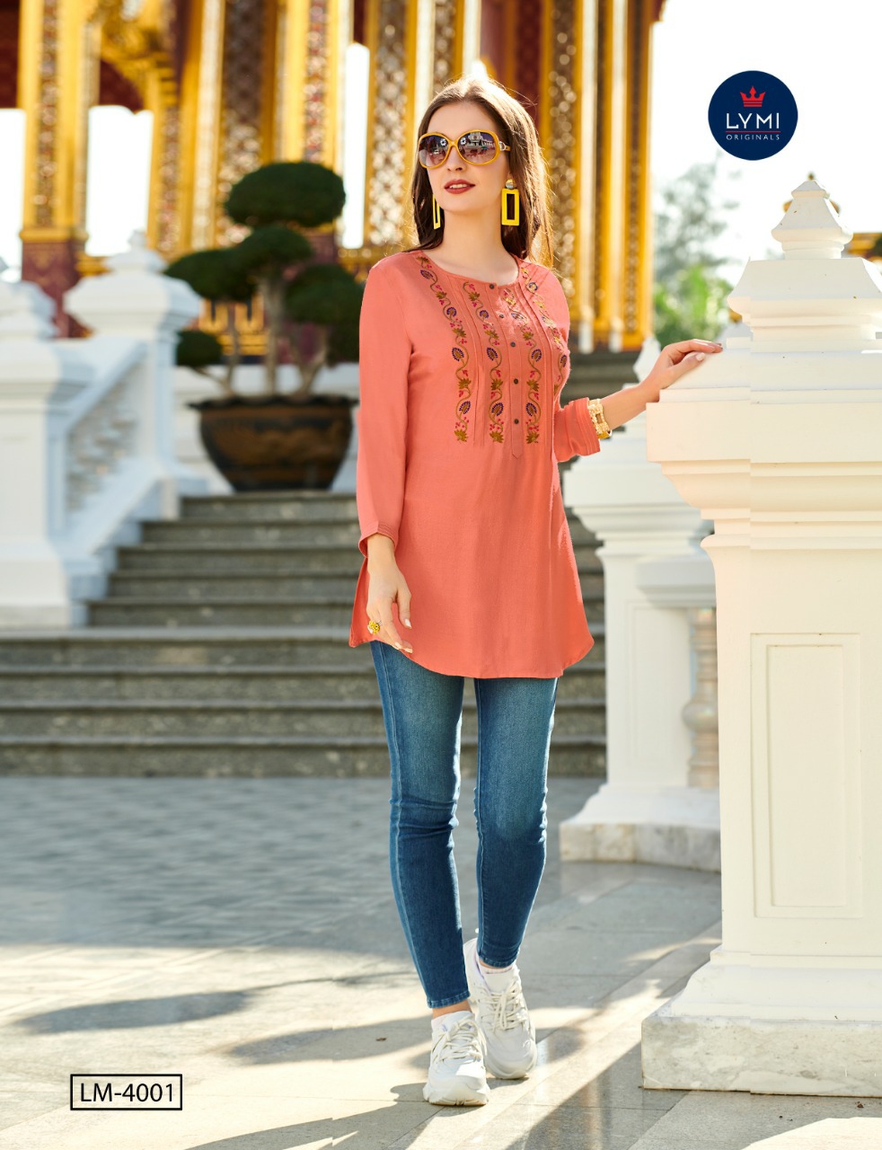 Lymi Presents Canon Viscose With Embroidery Work Short Tops Kurtis Collection