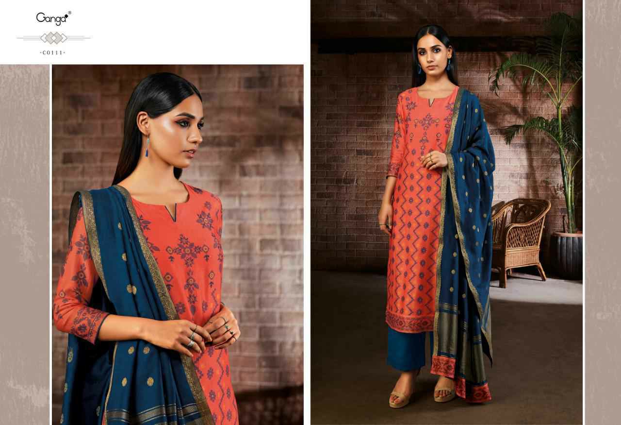 Ganga Presents Ailsa Pure Kora Silk Printed With Hand Crefted Embroidery And Swarovski Diamond Work Party Wear Plazzo Style Salwar Suit Catalog Wholesaler