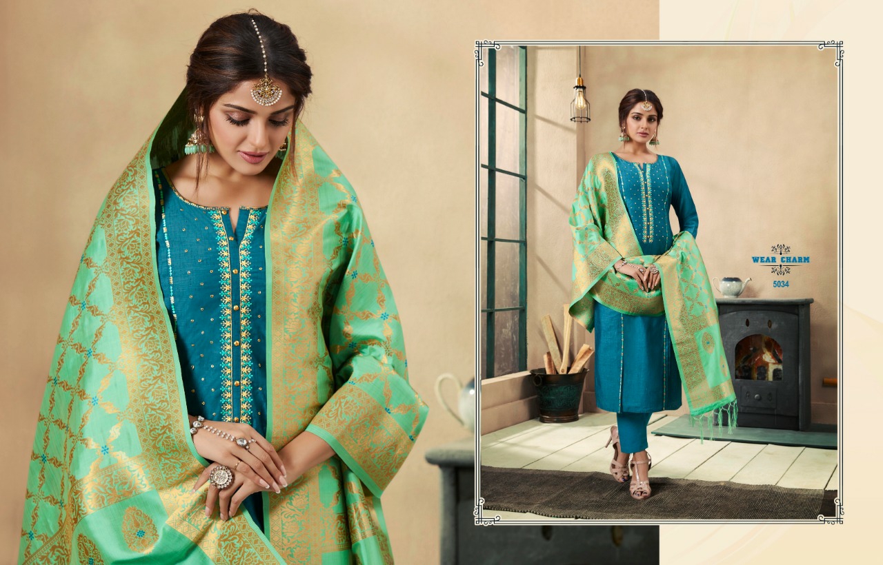 Rangoon Presents Paridhan Exclusive Collection Of Silk Khatli Work Straight Salwar Suit Readymade Catalogue Wholesaler