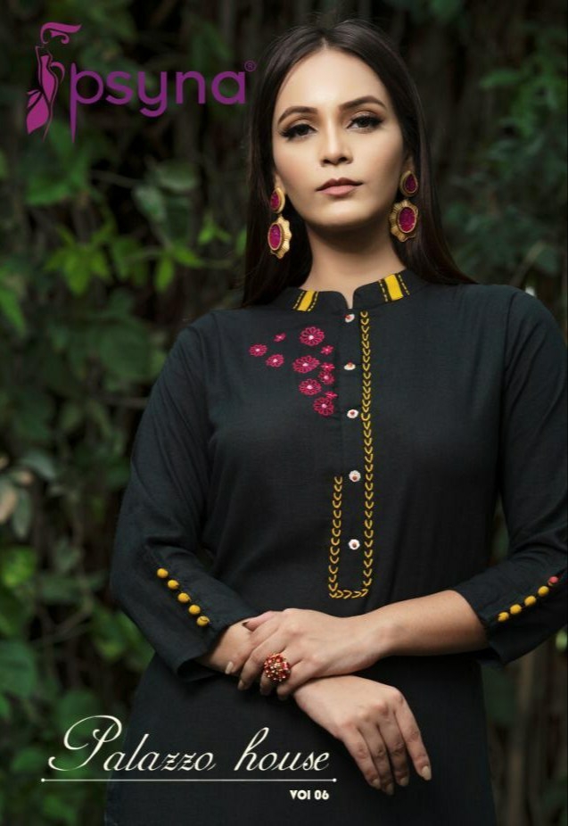 Psyna Presents Palazzo House Vol-6 Designer Party Wear Kurtis With Plazzo Collection