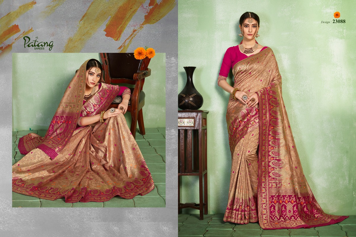 Patang Sarees Presents Silkoza Chanderi Silk Beautiful Designer Sarees Cataloge Wholesaler