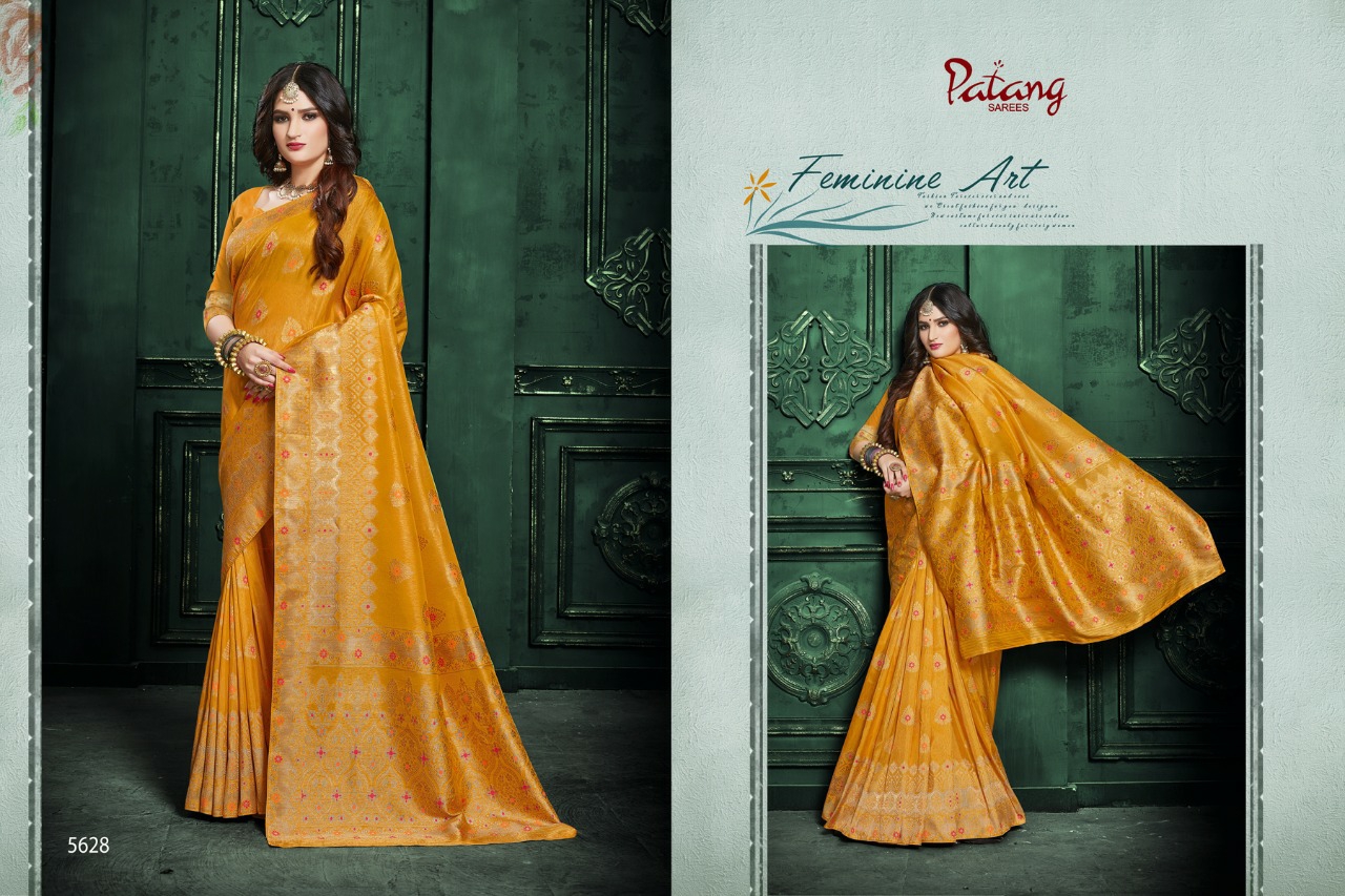 Patang Sarees Presents Lakshmi 5621 To 5628 Silk Partywear Sarees Cataloge Wholesaler