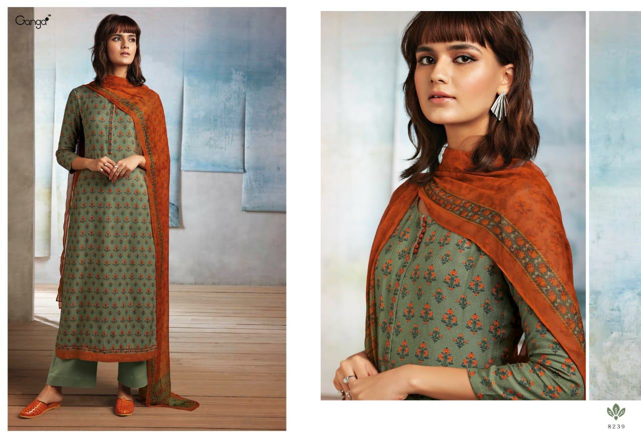 Ganga Suits Presents Isla Woolen Printed Embroidery Work Salwar Suite Cataloge Wholesaler
