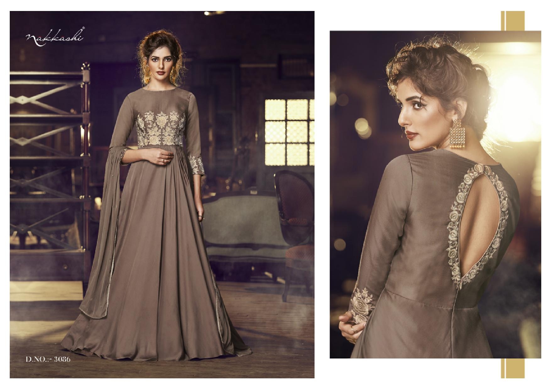 Nakkashi Presents Flair 3080 To 3086 Exclusive Designer Party Wear Readymade Gown Catalog Wholesaler