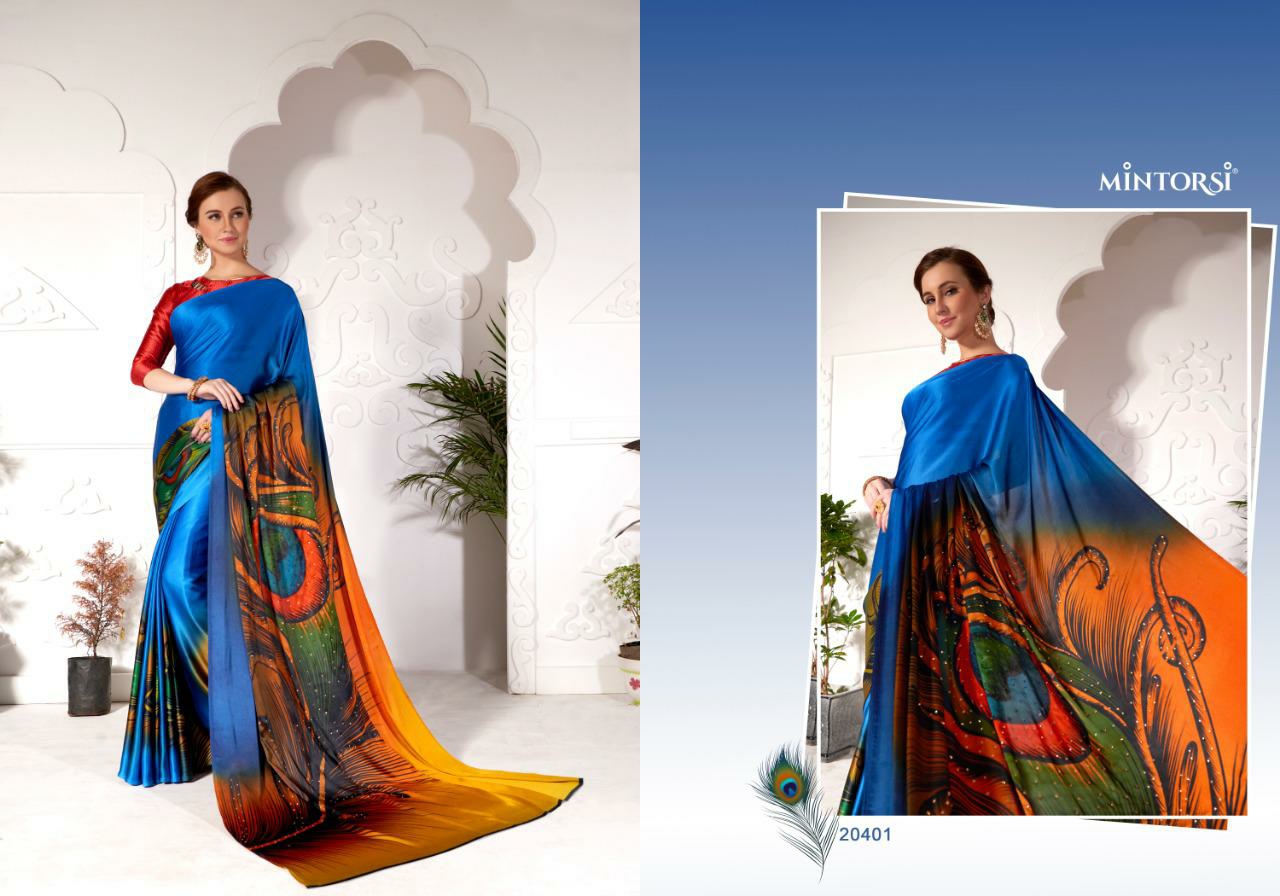 Mintorshi Presents Morpankh Satin Silk Peacock Digital Printed Sarees Catalogue Wholesaler
