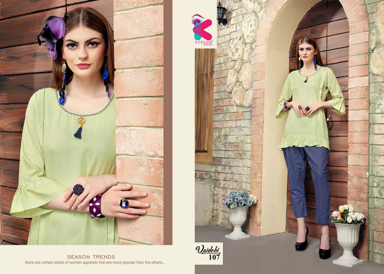 Kersom Presents Vaidehi Designer Top With Pant Collection At Wholesale Prices