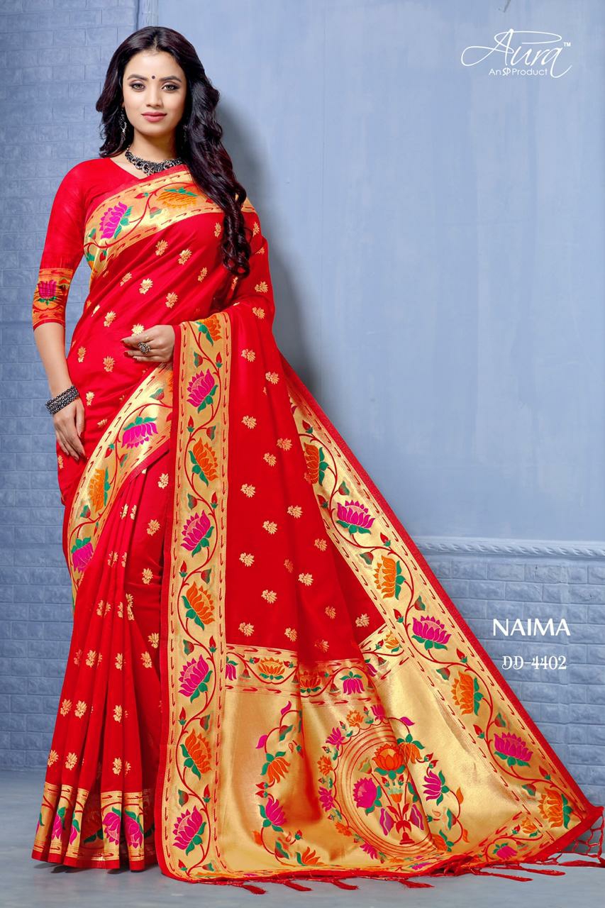 Aura Sarees Presents Naima Silk Beautiful Designer Sarees Cataloge Wholesaler