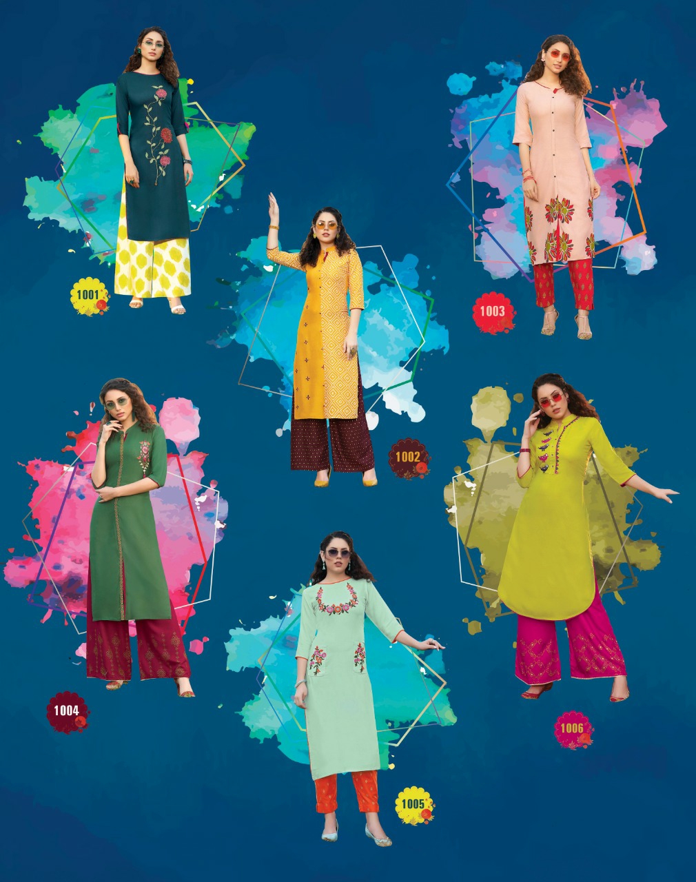Diya Trends Presents Fusion Vol-1 Summer Wear Special Rayon Cotton Printed Kurtis With Plazzo Collection At Wholesale