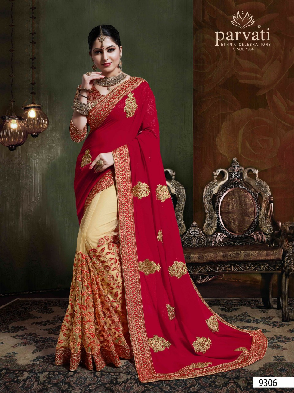 Parvati Presents 9307 To 9317 Series Bollywood Style Party Wear Half Half Sarees Catalogue Wholesaler