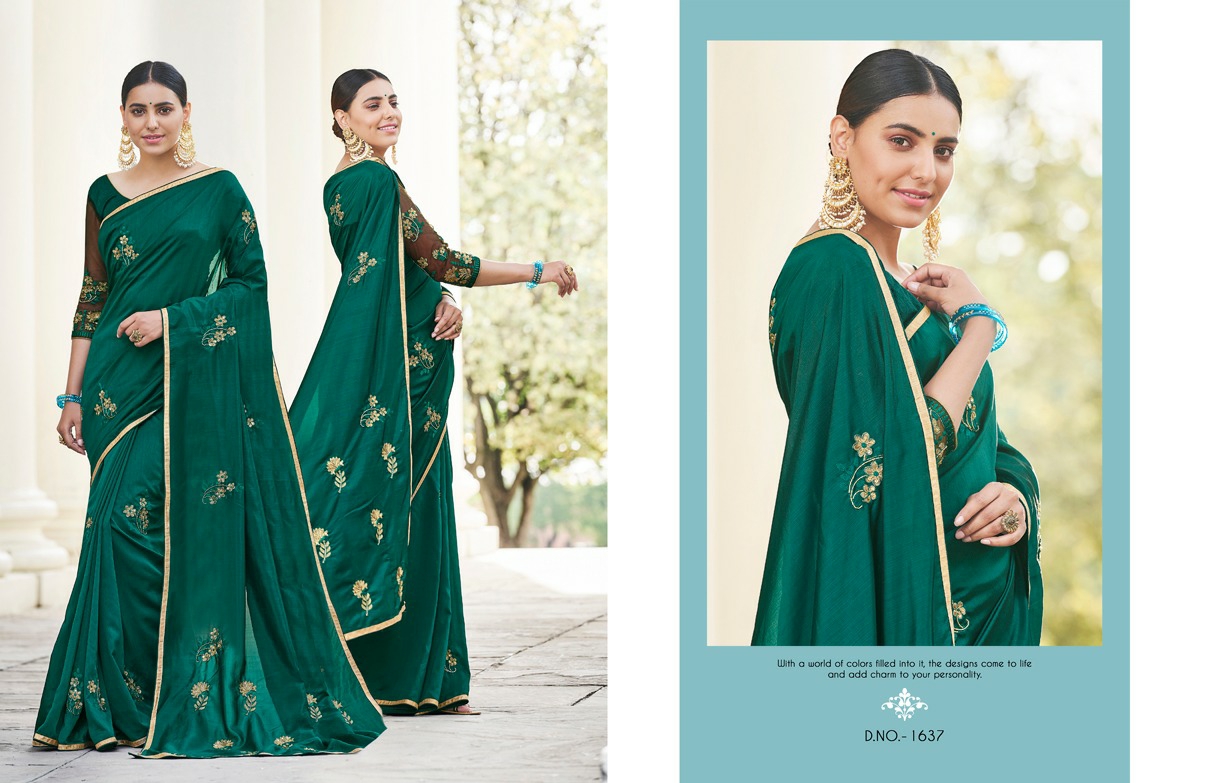 Kessi Presents Nupur Vichitra Silk Embroidery Work Party Wear Sarees Cotaloge Wholesaler