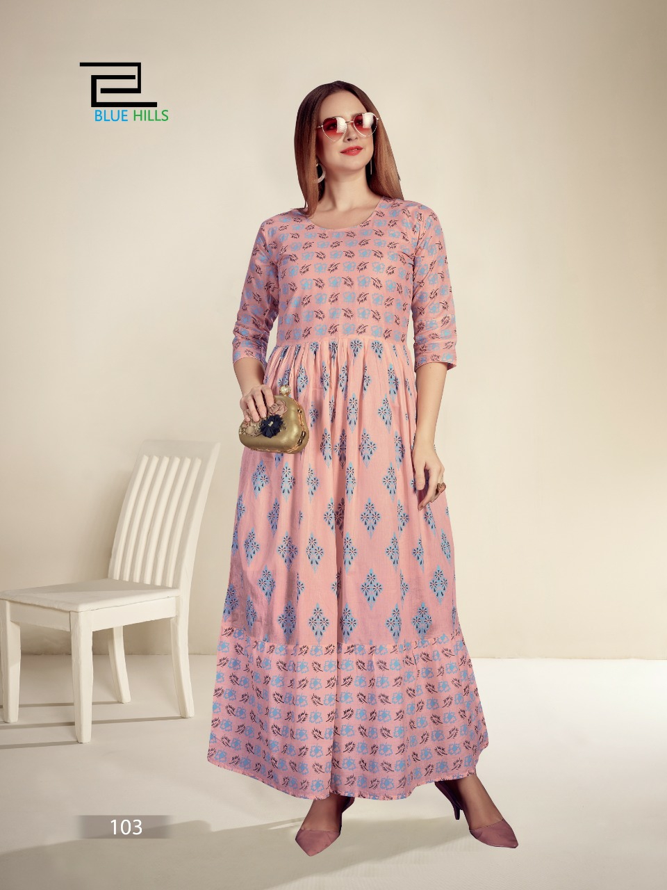 Blue Hills Presents Livik Beautiful Designer Gown Style Cotton Kurtis Catalog Wholesaler