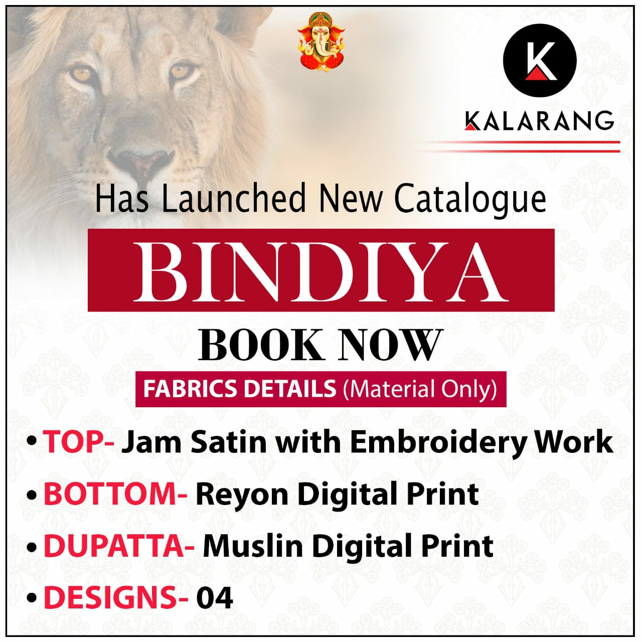 Kalarang Presents Bindiya Jam Satin Embroidery Work Plazzo Salwar Suit Wholesaler