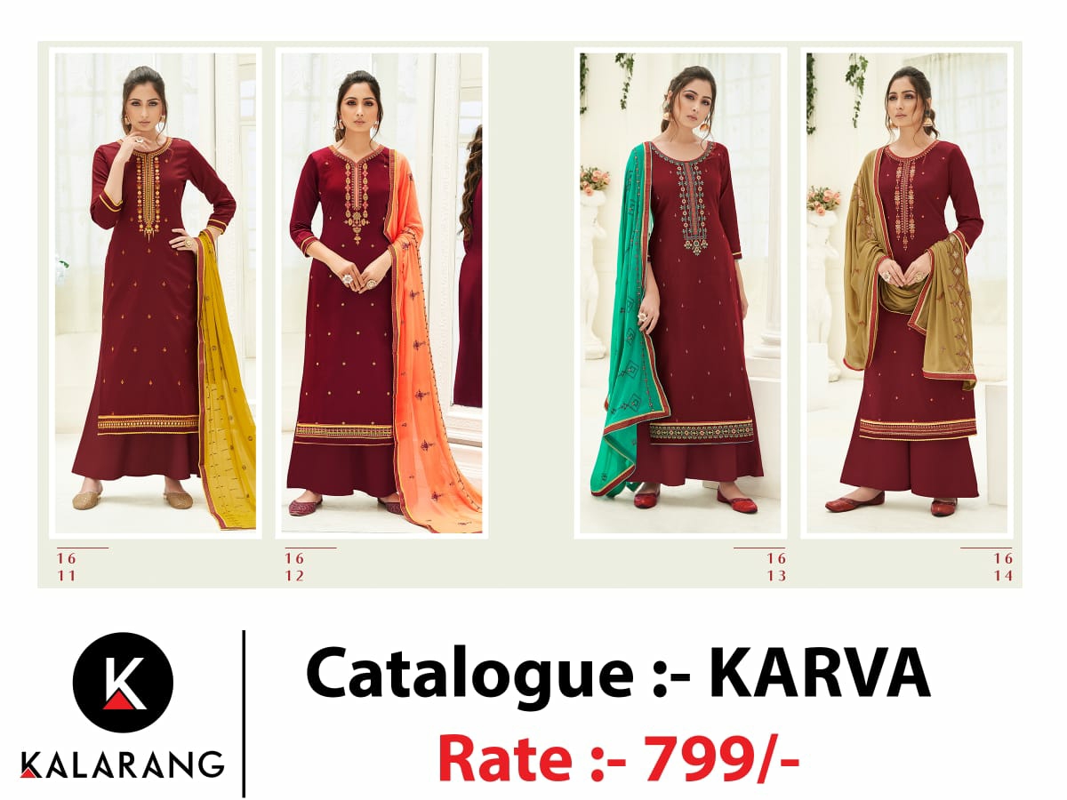 Kalarang Presents Karva Jam Silk Cotton Salwar Suit Wholesaler
