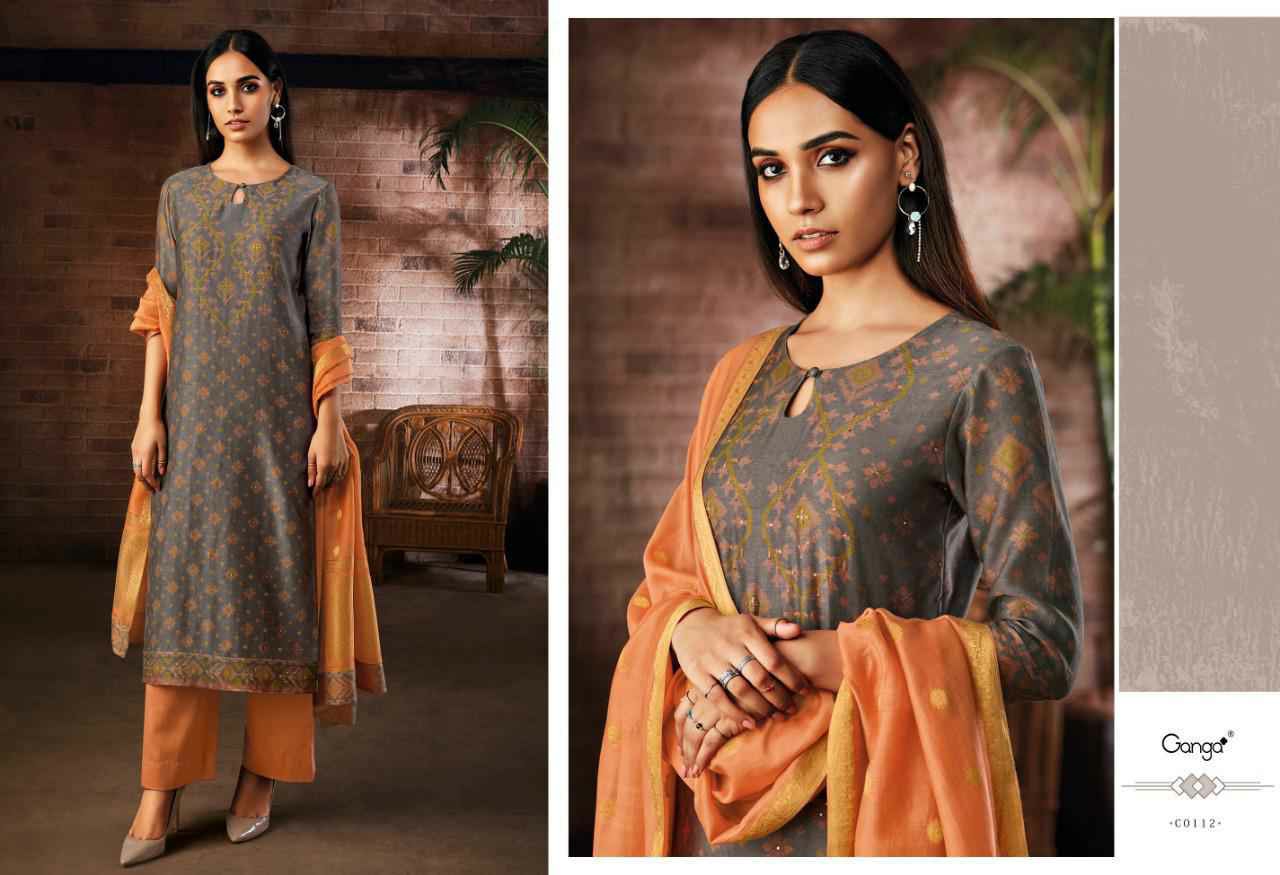 Ganga Presents Ailsa Pure Kora Silk Printed With Hand Crefted Embroidery And Swarovski Diamond Work Party Wear Plazzo Style Salwar Suit Catalog Wholesaler