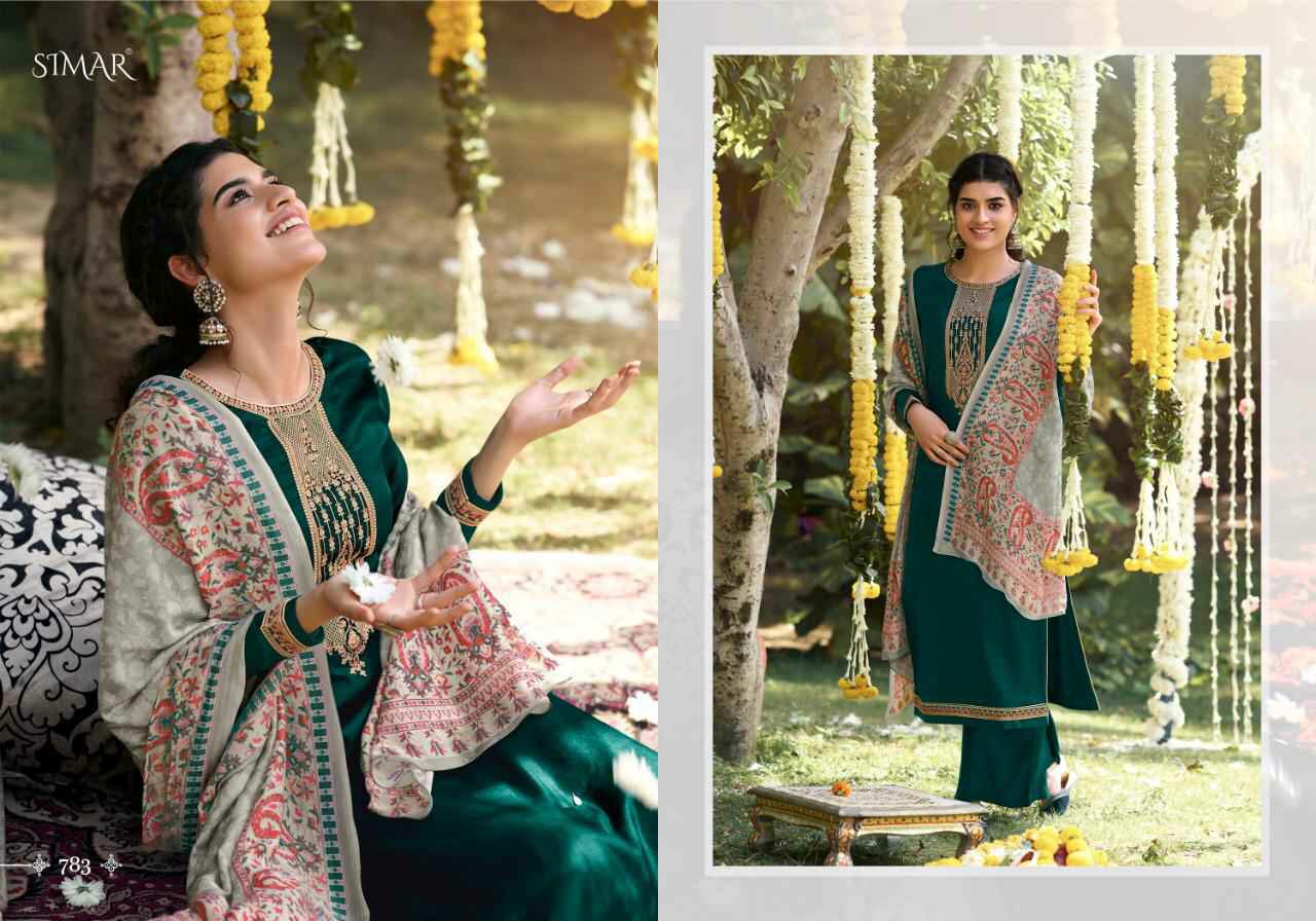 Glossy Presents Misti Pure Silk Pashmina Embroidery Work Salwar Suit Cataloge Wholesaler