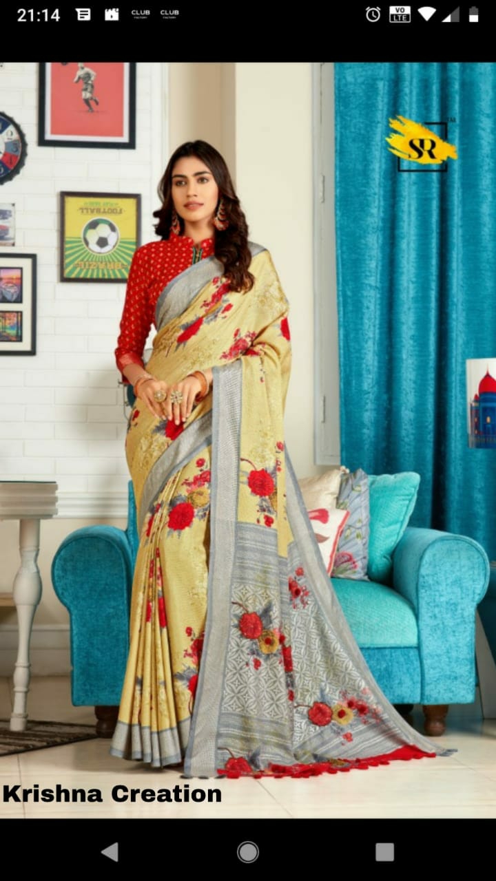 Sr Sarees Presents Palash Vol-7 Beautiful Designer Party Wear Lilen Silk Sarees Catalogue Wholesaler