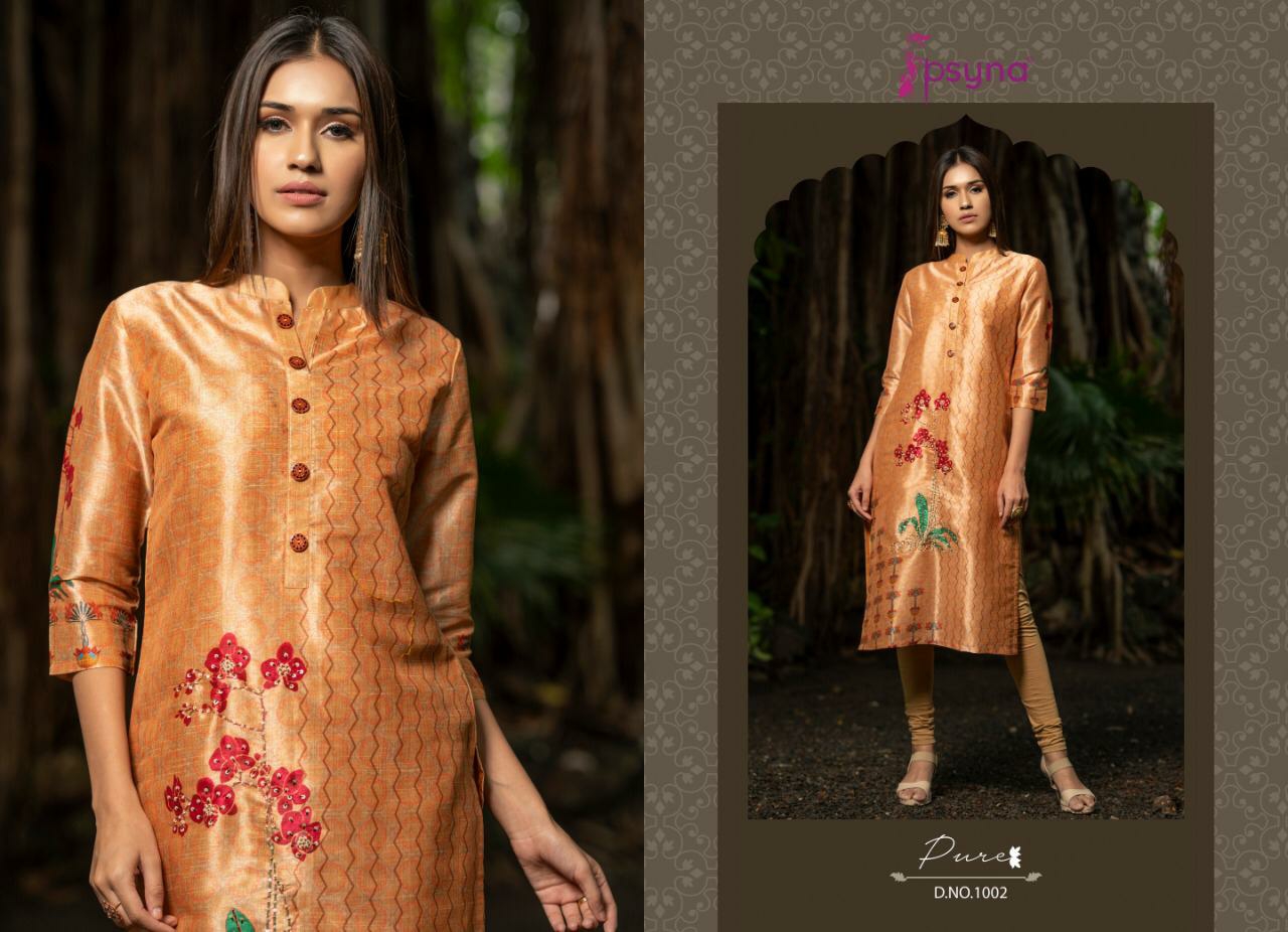 Psyna Presents Pure Digital Printed With Handwork Straight Kurtis Catalogue Wholesaler