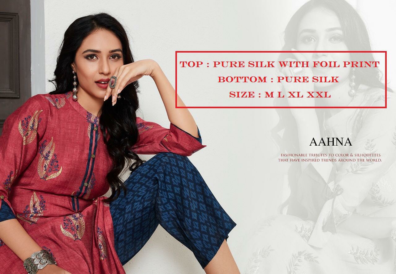 Lt Presents Aahna Beautiful Designer Kurtis With Plazzo Catalogue Exporters