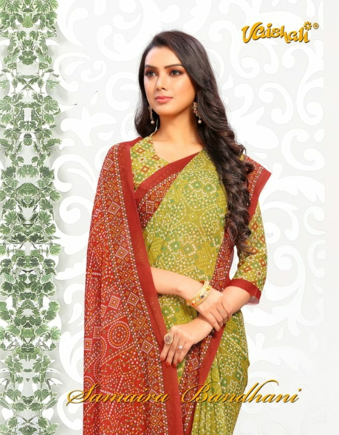 Vaishali Fashion Presents Samaira Bandhani Indian Traditional Wear Bandhani Print Sarees Catalogue Wholesaler