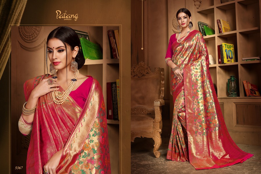 Patang Presents Florinza Jari Silk Meenakari Rich Pallu Sarees Cataloge Wholesaler