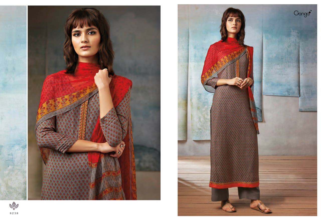 Ganga Suits Presents Isla Woolen Printed Embroidery Work Salwar Suite Cataloge Wholesaler