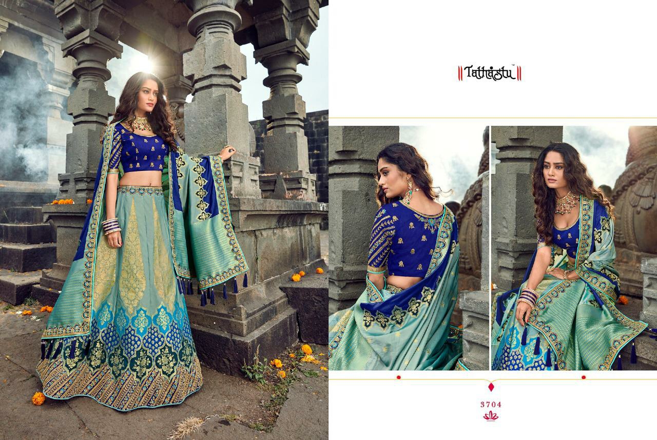 Tathastu Presents 3701 To 3709 Exclusive Designer Wedding Wear Silk Lehenga Choli Catalogue Wholesaler