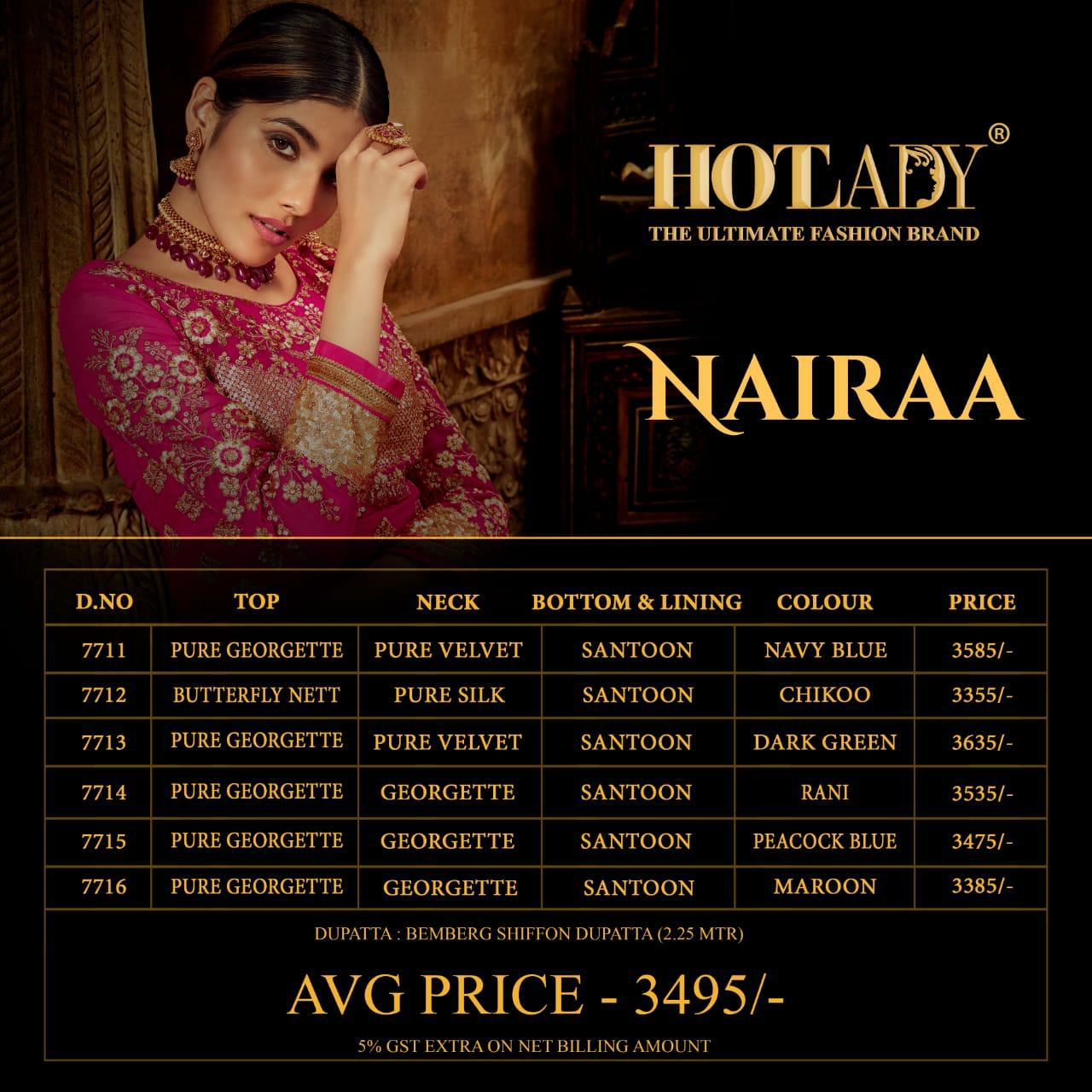 Hotlady Presents Nairaa Heavy Bridal Designer Pure Georgette Embroidery Work Gown Catalogue Wholesaler