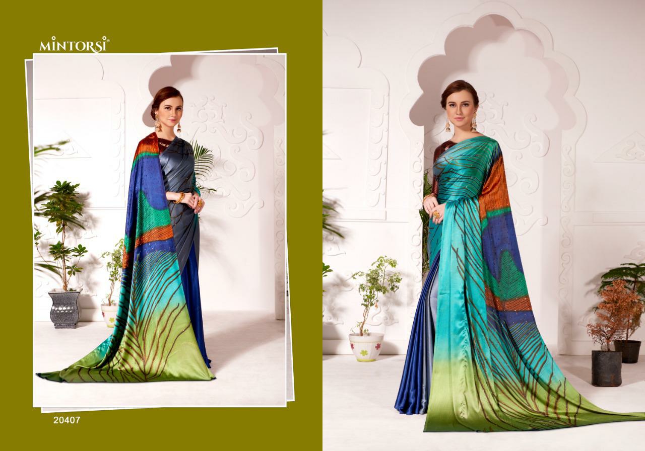Mintorshi Presents Morpankh Satin Silk Peacock Digital Printed Sarees Catalogue Wholesaler