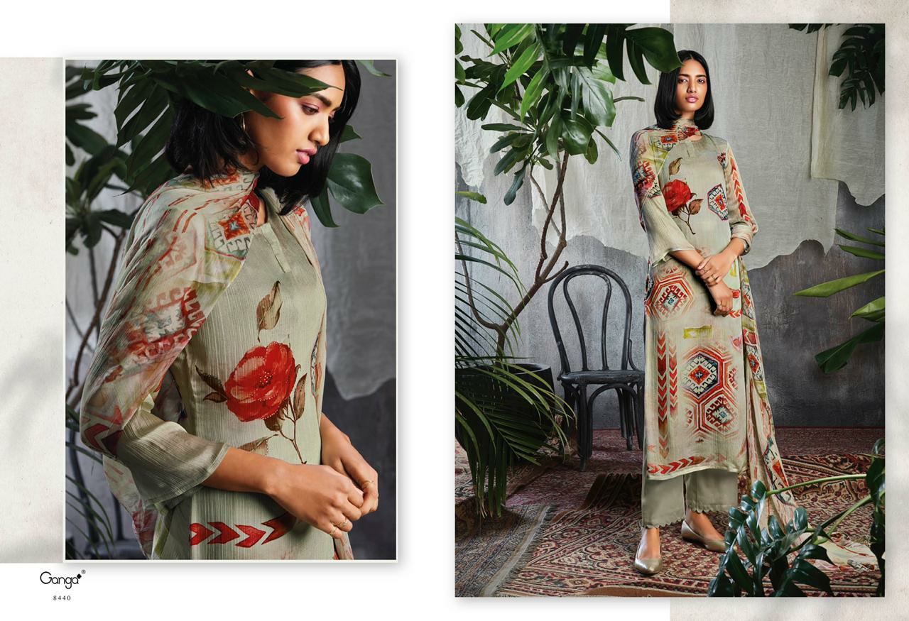 Ganga Suit Presents Solandis Pure Makhmali Chiffon Satin Digital Printed Plazzo Salwar Suite Cataloge